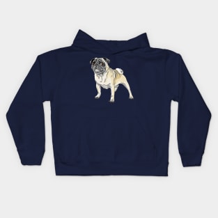 angry dog fawn pug breed Kids Hoodie